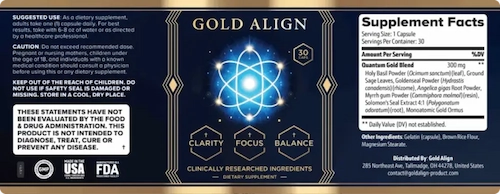 GoldAlign Supplement facts