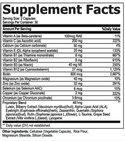 Xetina 20 Supplement Facts